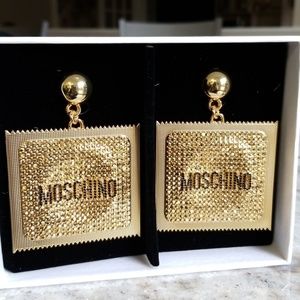 Moschino gold plated clip earrings
